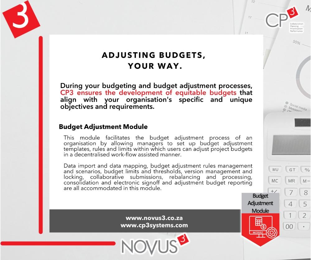 Diving deeper into the CP3 Modules – Budget Adjustment Module