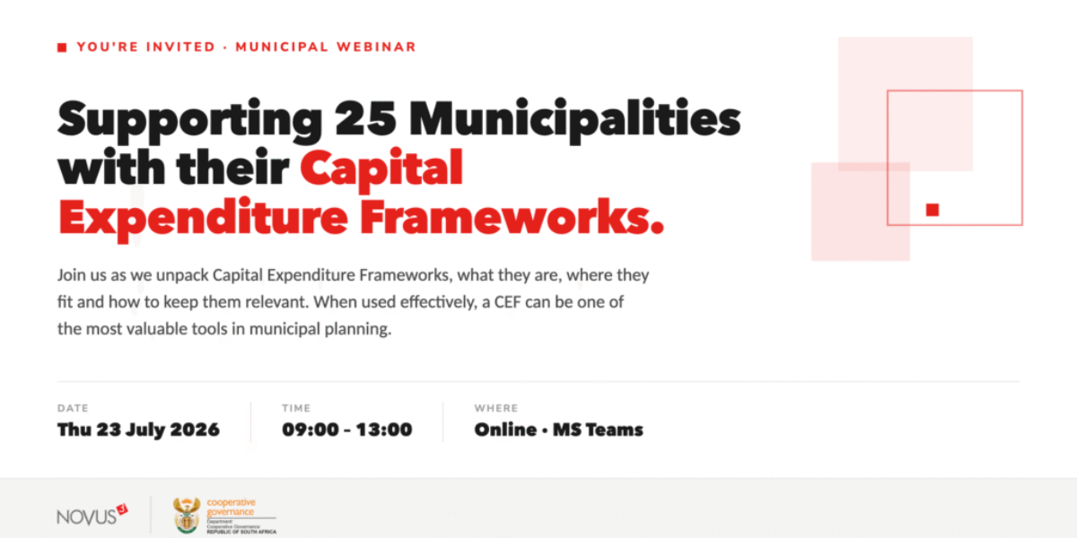 A smarter way to plan: 25 municipalities each with their own Capital Expenditure Framework.